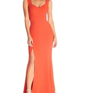 Monroe side slit gown dress the population dress